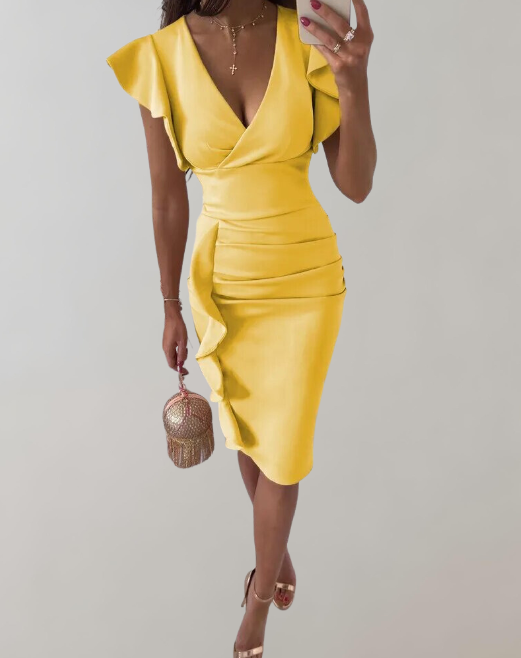 Daria - Rüschen Fliegenärmel Hochtailliertes kleid