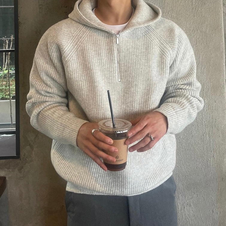 Halbzip Hoodie aus hochwertiger Woll-K Baumwollmischung - Casual Luxe für jeden Tag