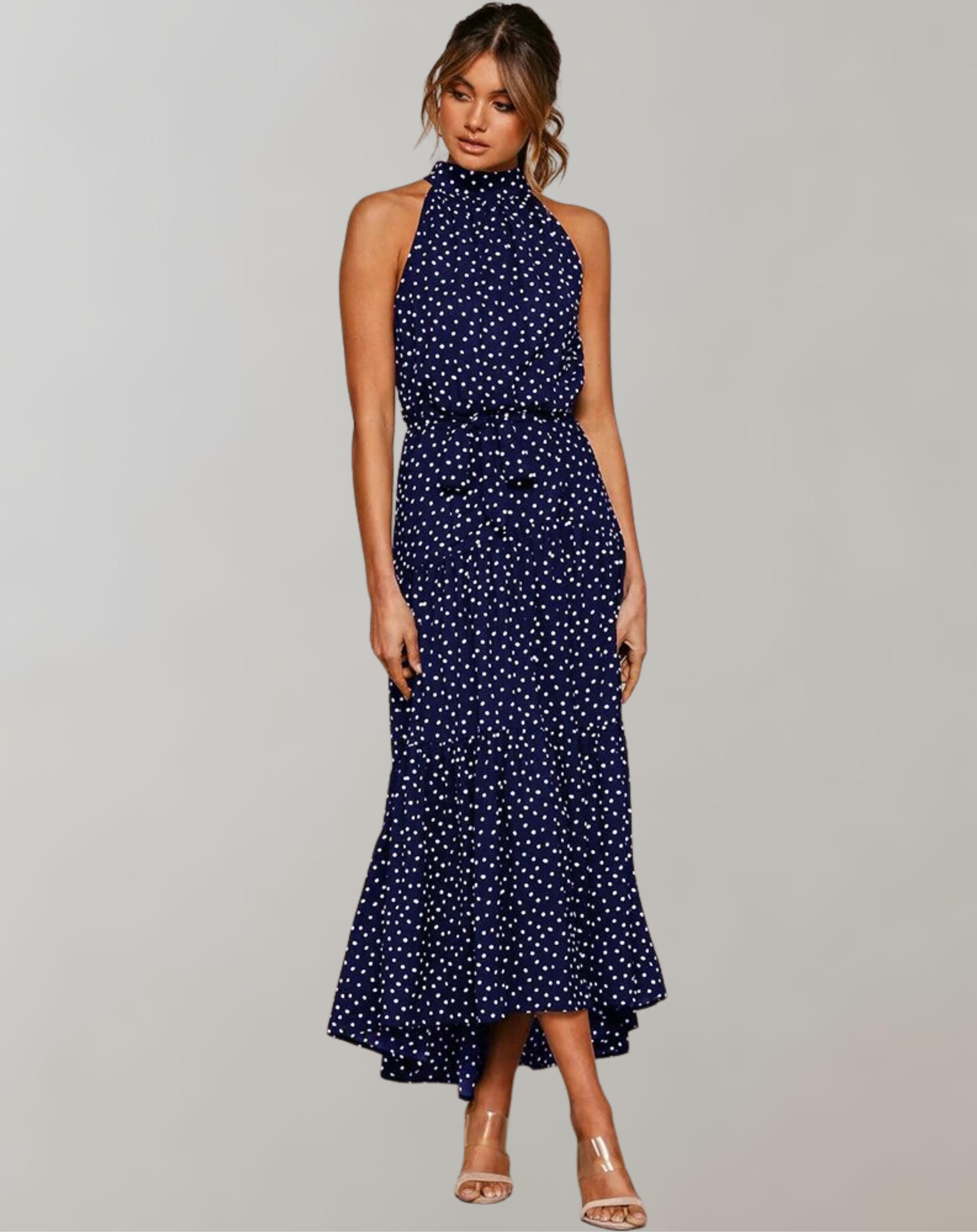 Britta - Langes Kleid Polka Dot Casual