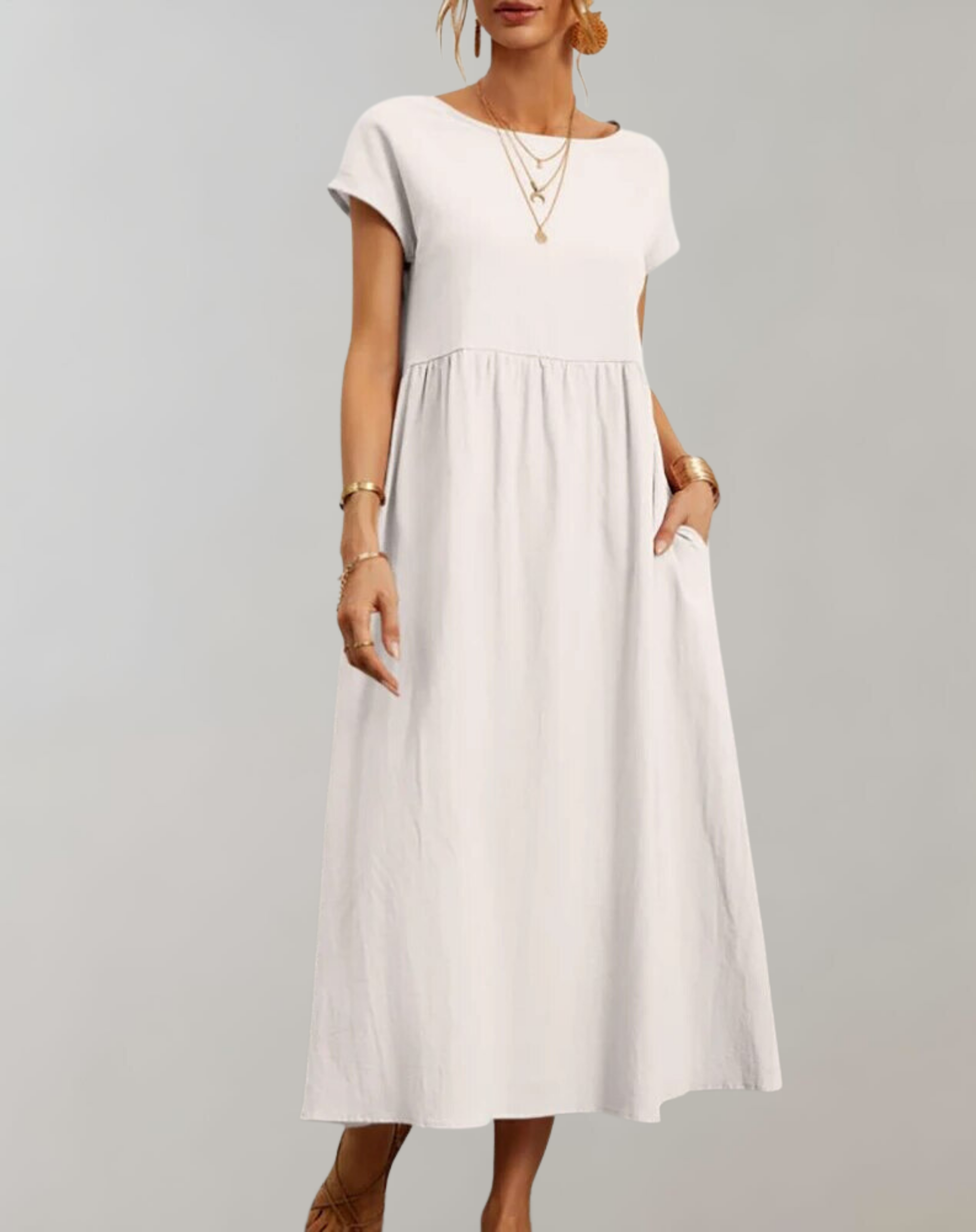 Carina - Vintage Solides Midikleid