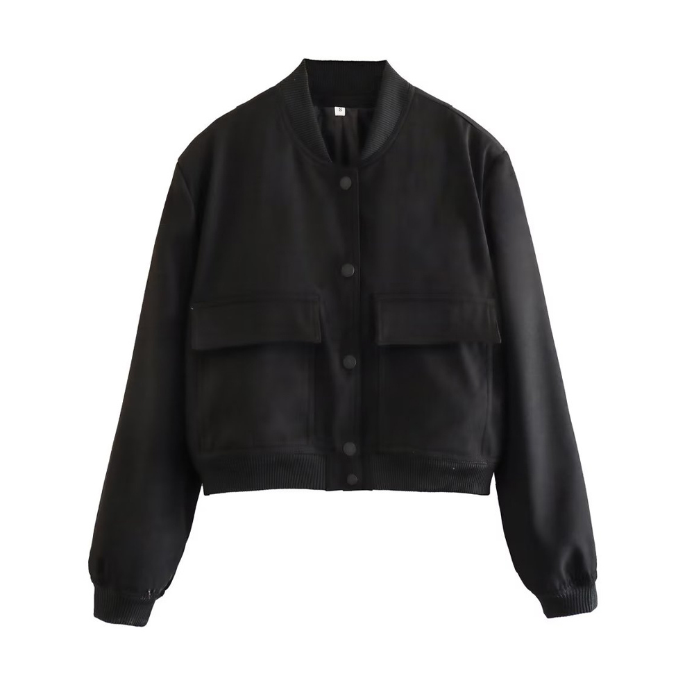 Stylische Bomberjacke mit geripptem Saum und praktischem Druckknopfverschluss