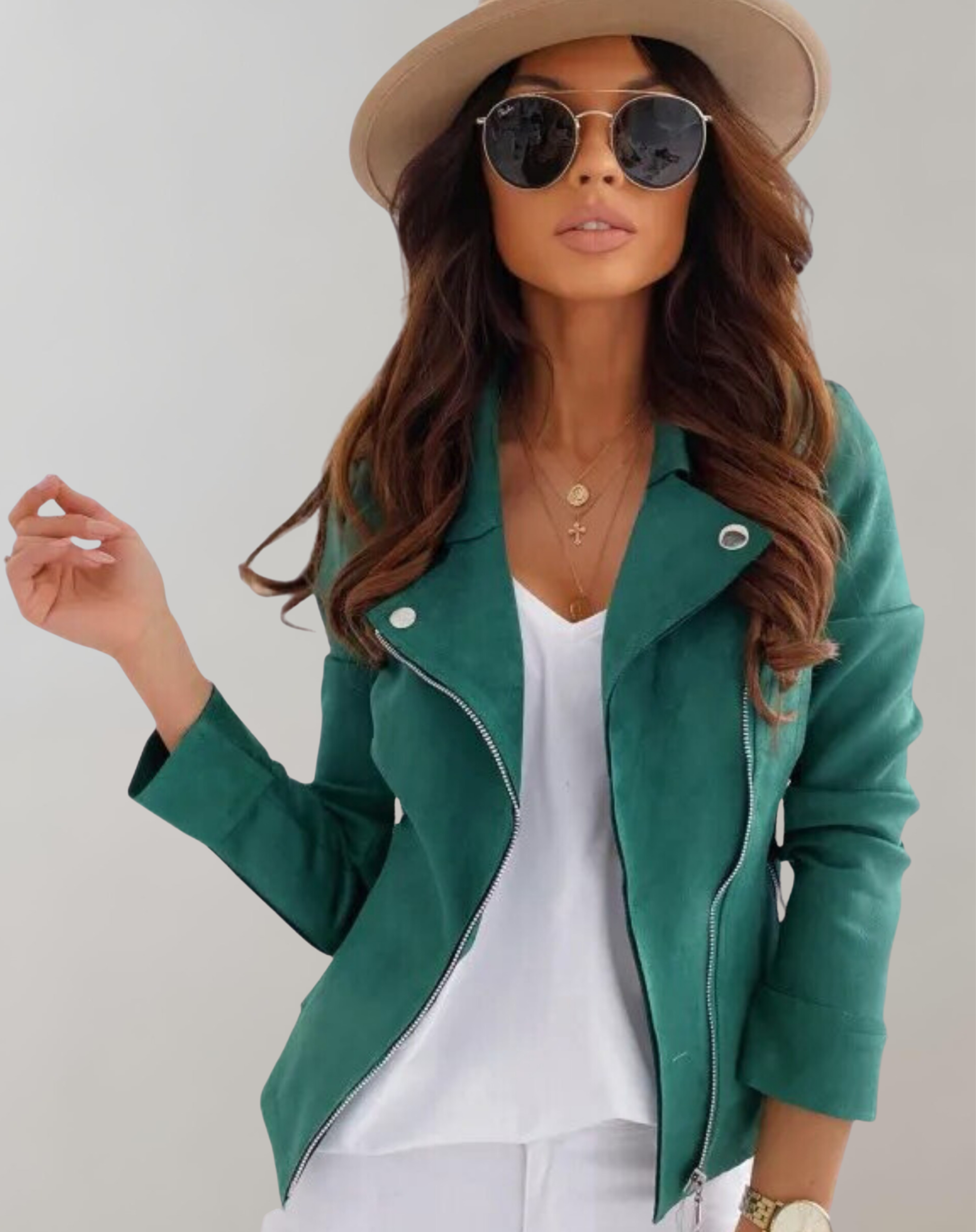 Mila - Schlanke kurze Jacke mit Reißverschluss oben