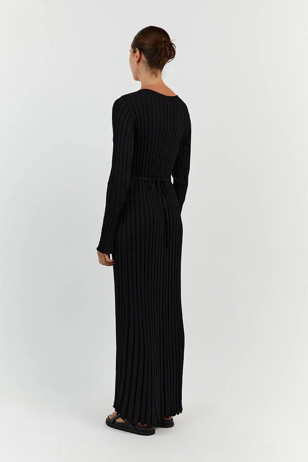 Aerelle | Strick-Midi-Kleid mit V-Ausschnitt