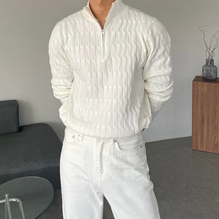 Kabelstrick-Halbreißverschluss Pullover für Stil und Komfort