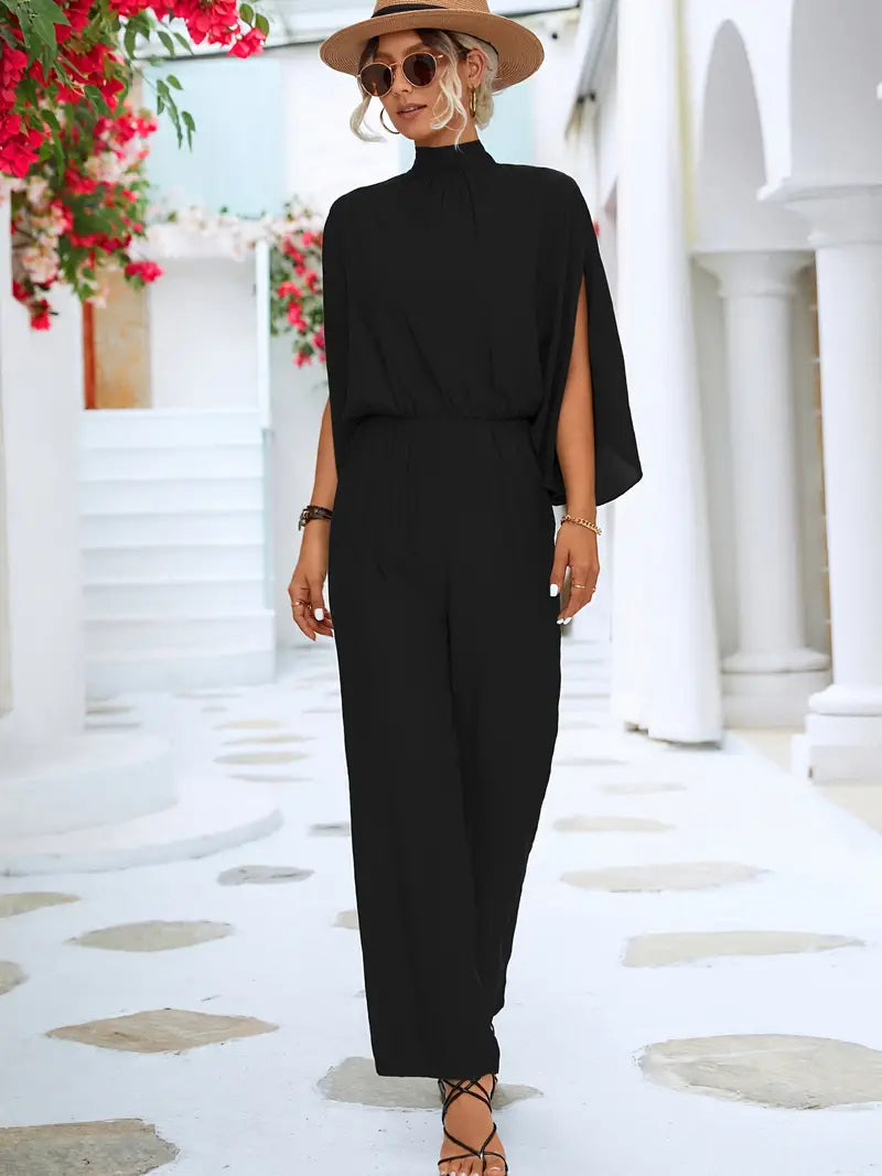 Eleganter Jumpsuit mit Stehkragen und 3/4-Ärmeln für jede Gelegenheit