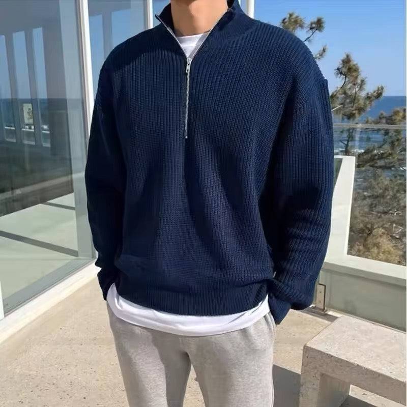 Luxe Strickpullover mit Halbreißverschluss für stilvolle Wintertage