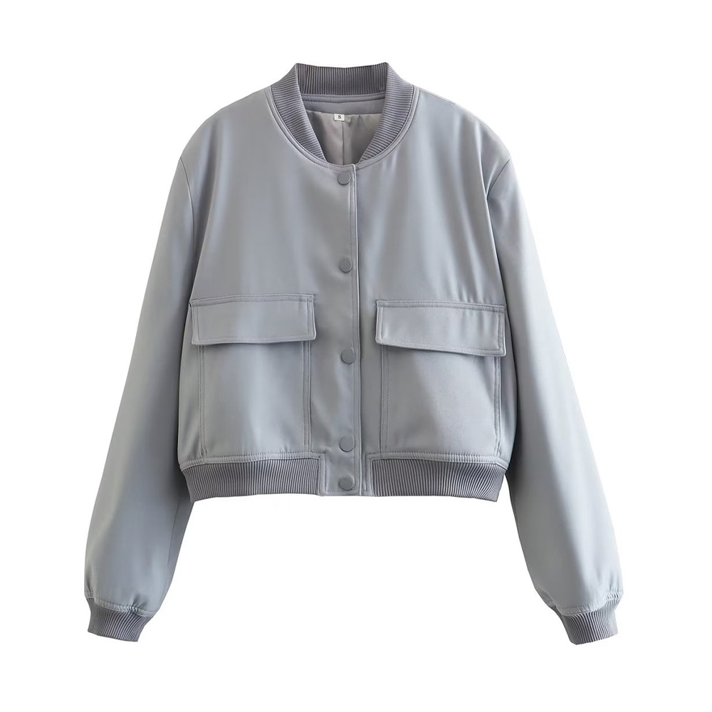 Stylische Bomberjacke mit geripptem Saum und praktischem Druckknopfverschluss