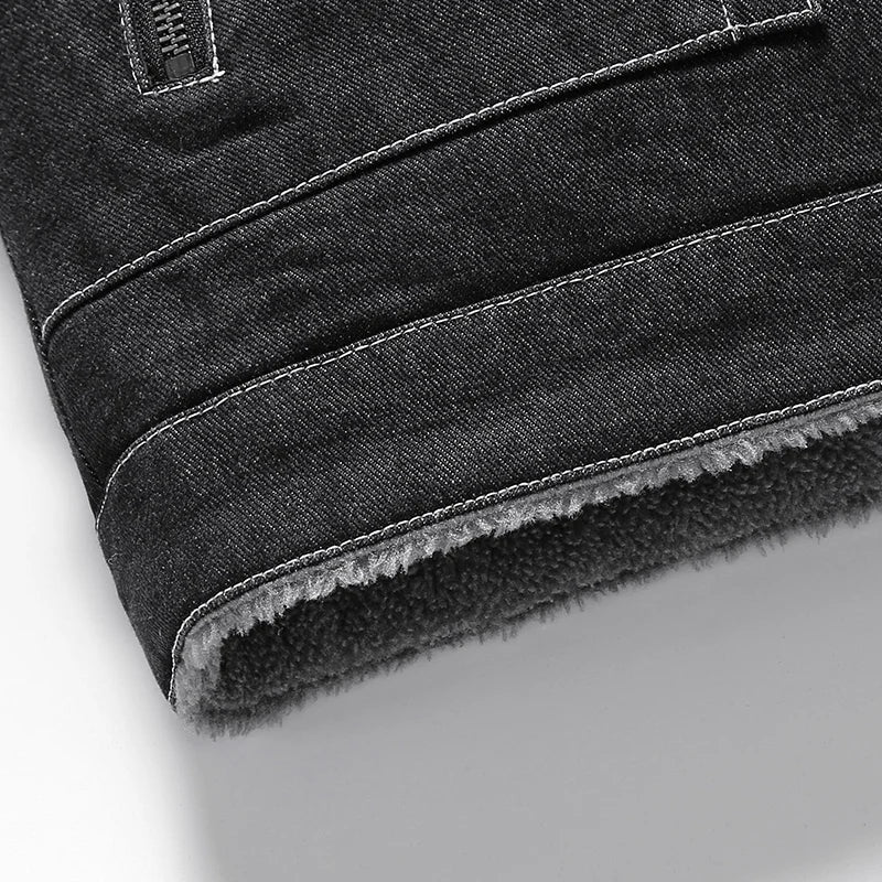 Espen | Vintage Jeansjacke mit Fleece-Futter und Kragen