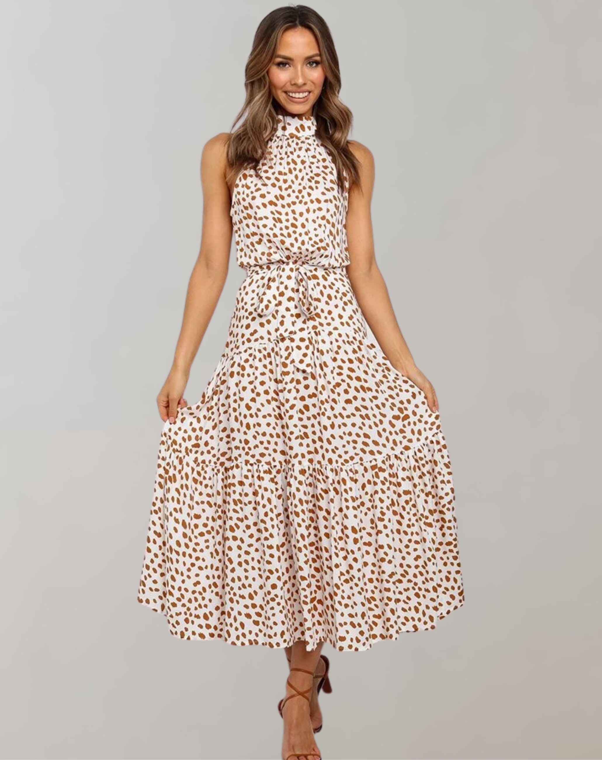 Britta - Langes Kleid Polka Dot Casual