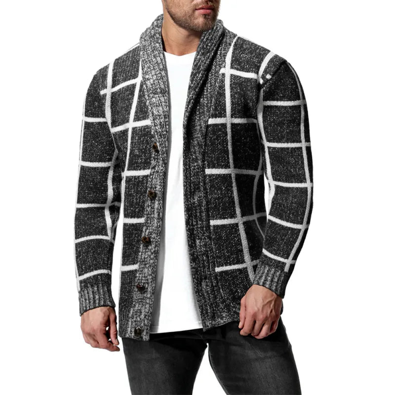 Elegante Karierte Strickjacke für Herren im Slim Fit
