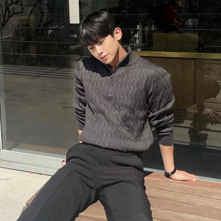 Kabelstrick-Halbreißverschluss Pullover für Stil und Komfort