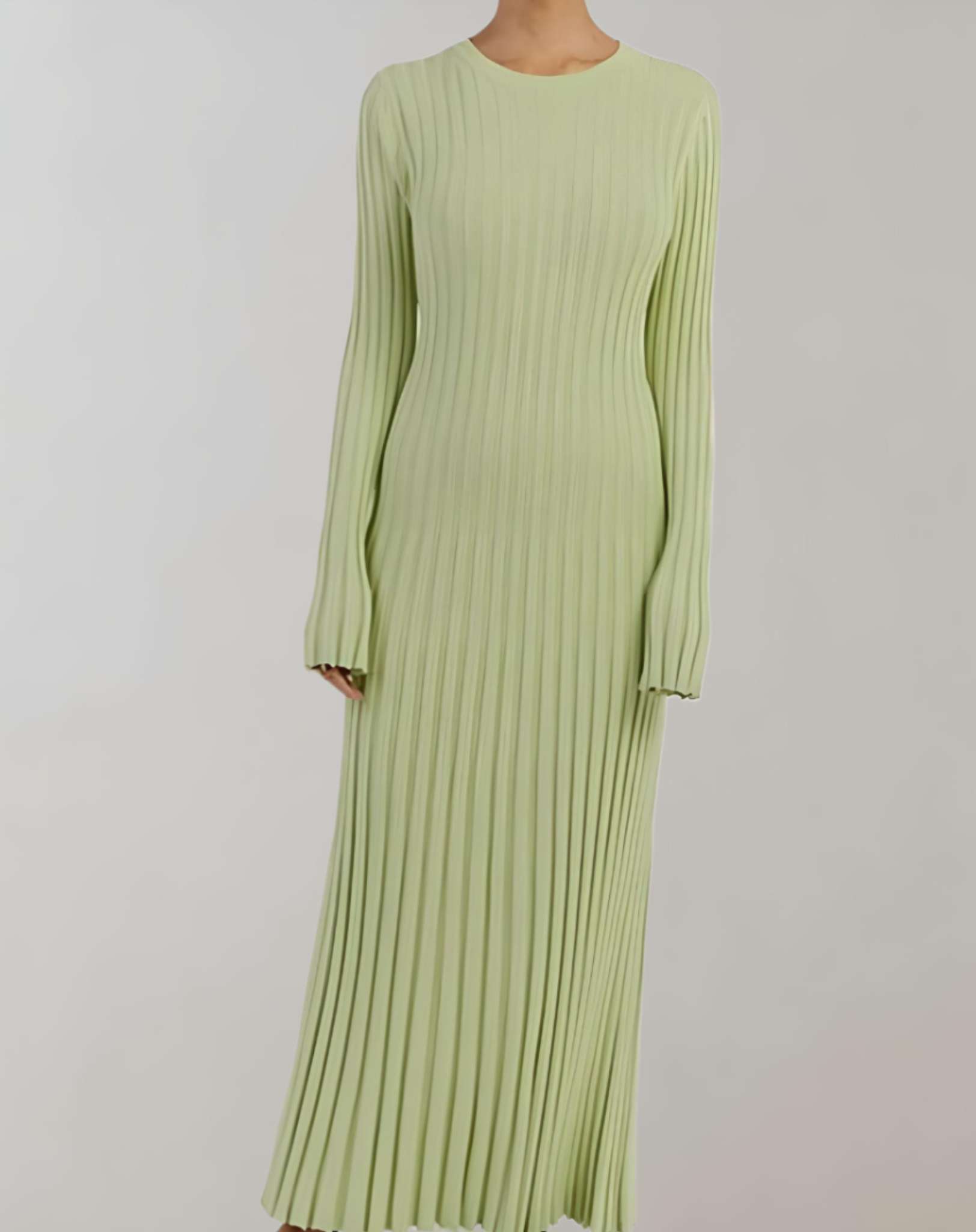 Adley -  Langes figurbetontes Kleid mit Rundhalsausschnitt und Rippstrick Kleid