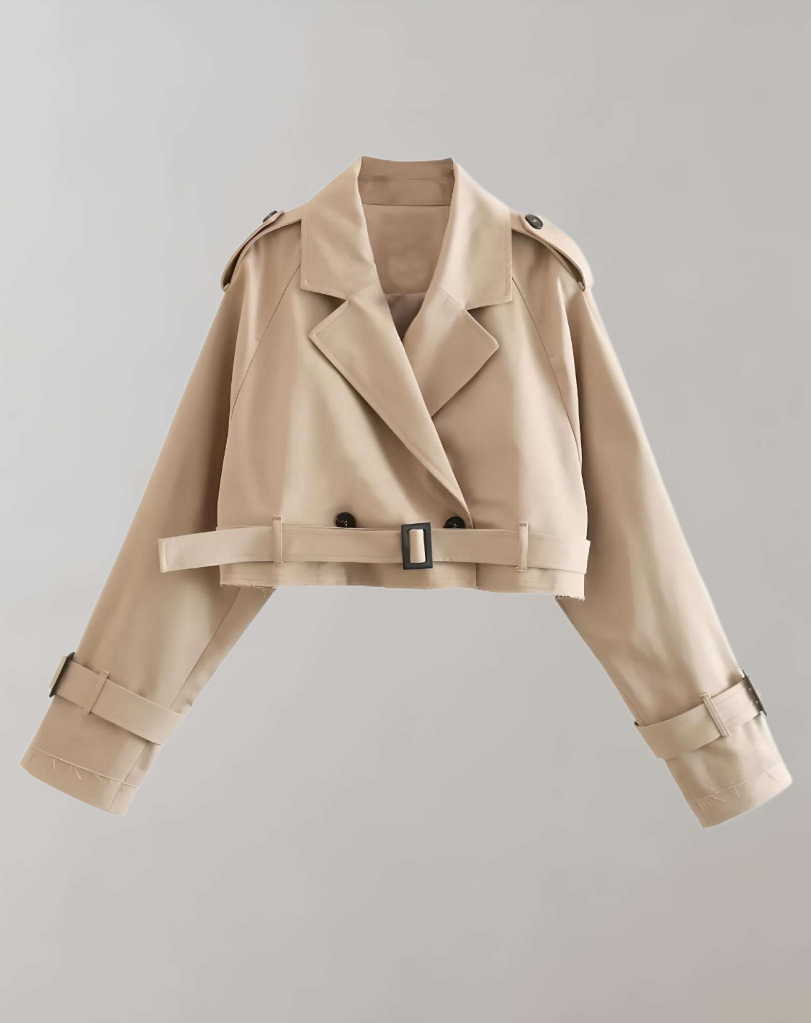 Aimee - Kurz geschnittene Jacke mit mehreren Gürteldesigns und großem Kragen Jacke