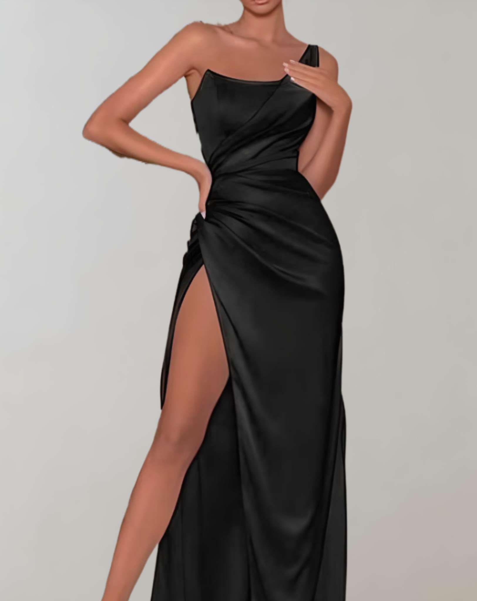 Alicia - Figurbetontes ärmelloses langes Kleid mit hohem Schlitz Kleid