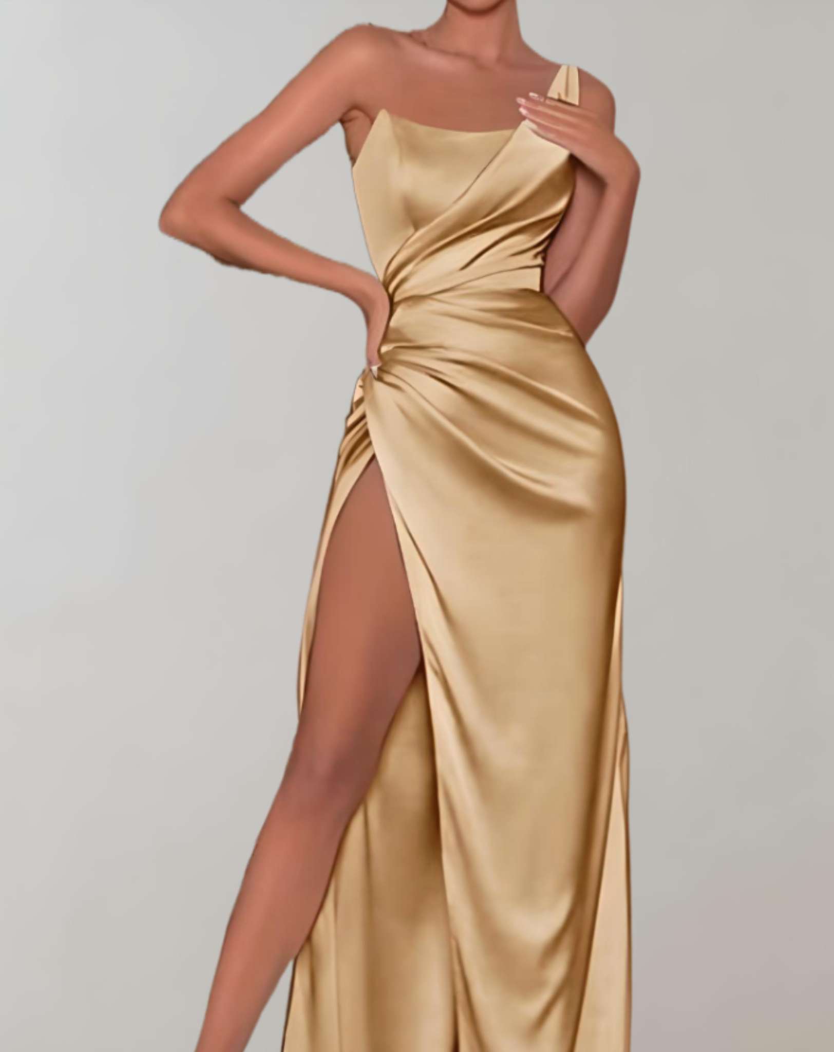 Alicia - Figurbetontes ärmelloses langes Kleid mit hohem Schlitz Kleid