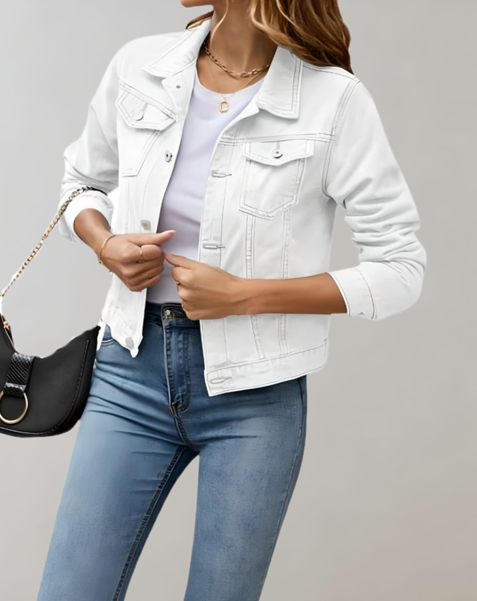 Astrid -  Kurze Cordjacke mit Knöpfen und kleinen Brusttaschen Jacke