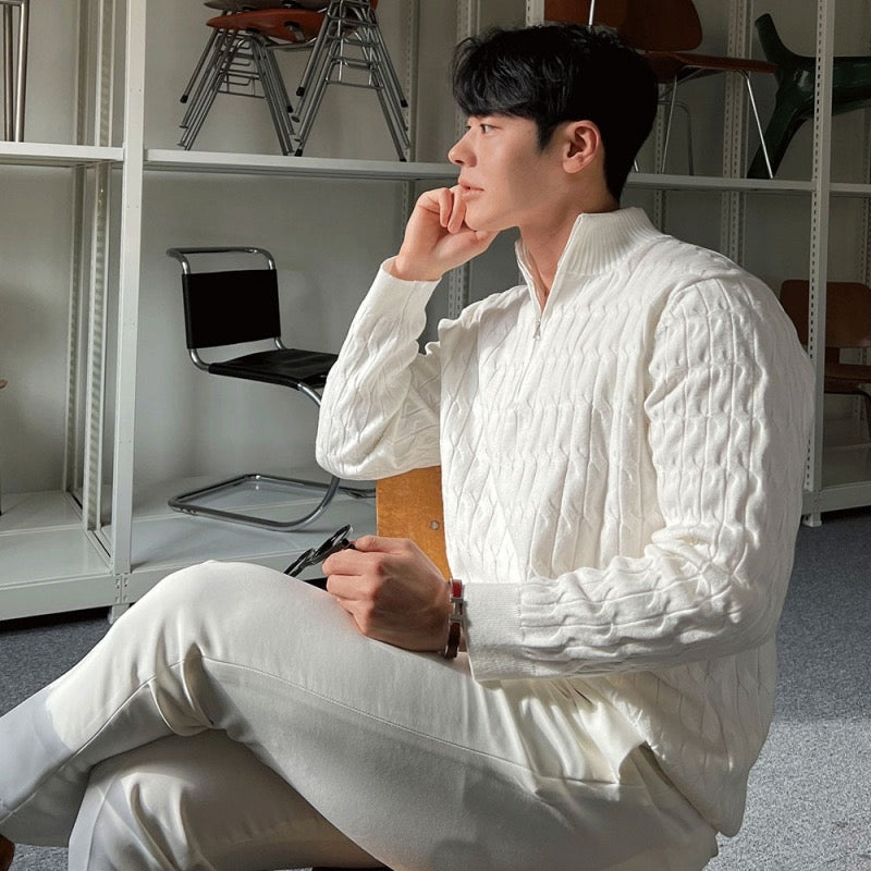Kabelstrick-Halbreißverschluss Pullover für Stil und Komfort