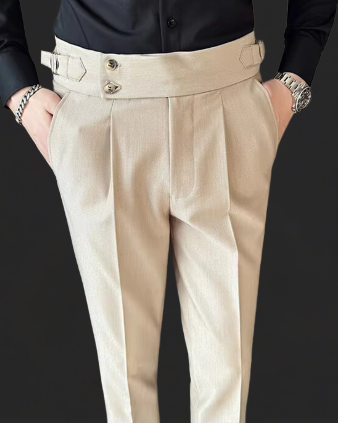 Elegante Herrenpantalon mit verstellbarem Bund für stilvolle Anlässe