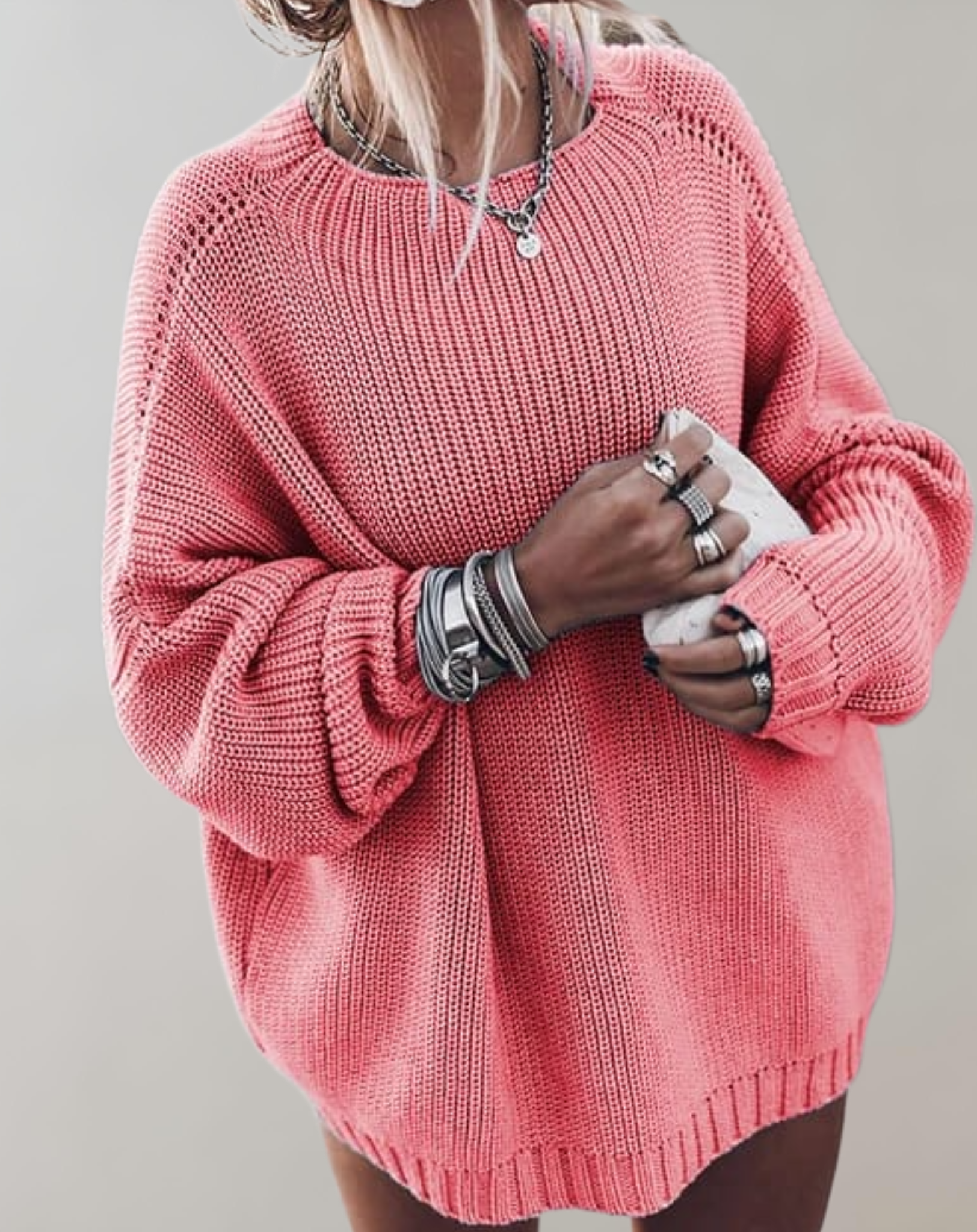 Yen - Rundhalspullover mit übergroßem Rippmuster für Damen Pullover