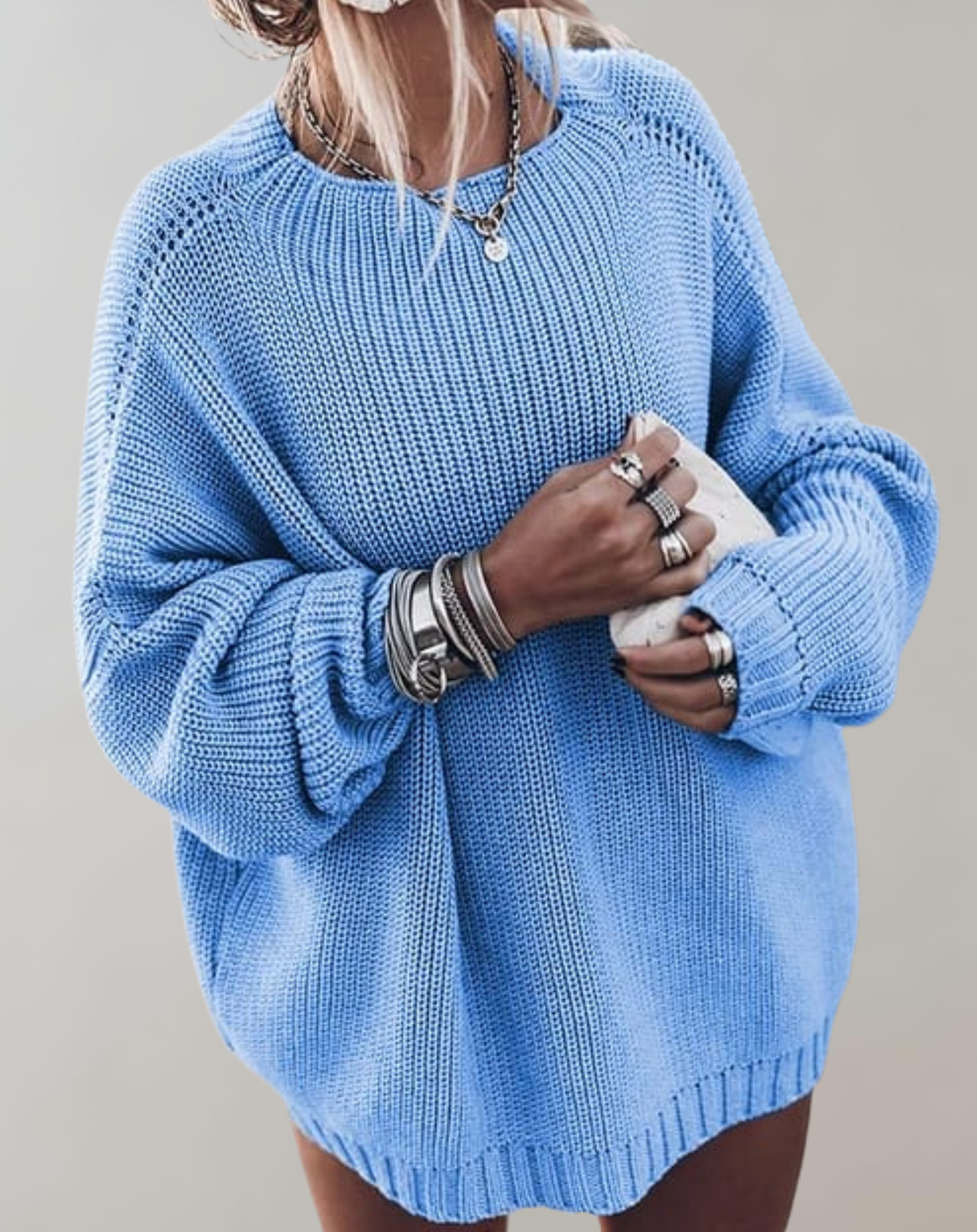 Yen - Rundhalspullover mit übergroßem Rippmuster für Damen Pullover