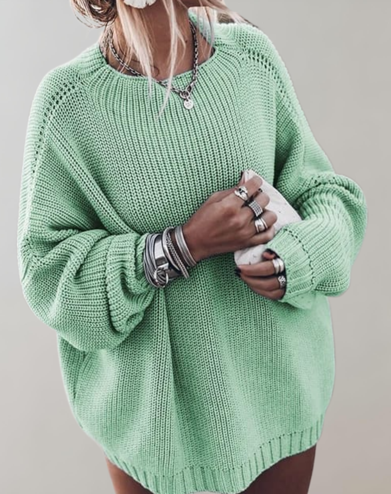 Yen - Rundhalspullover mit übergroßem Rippmuster für Damen Pullover