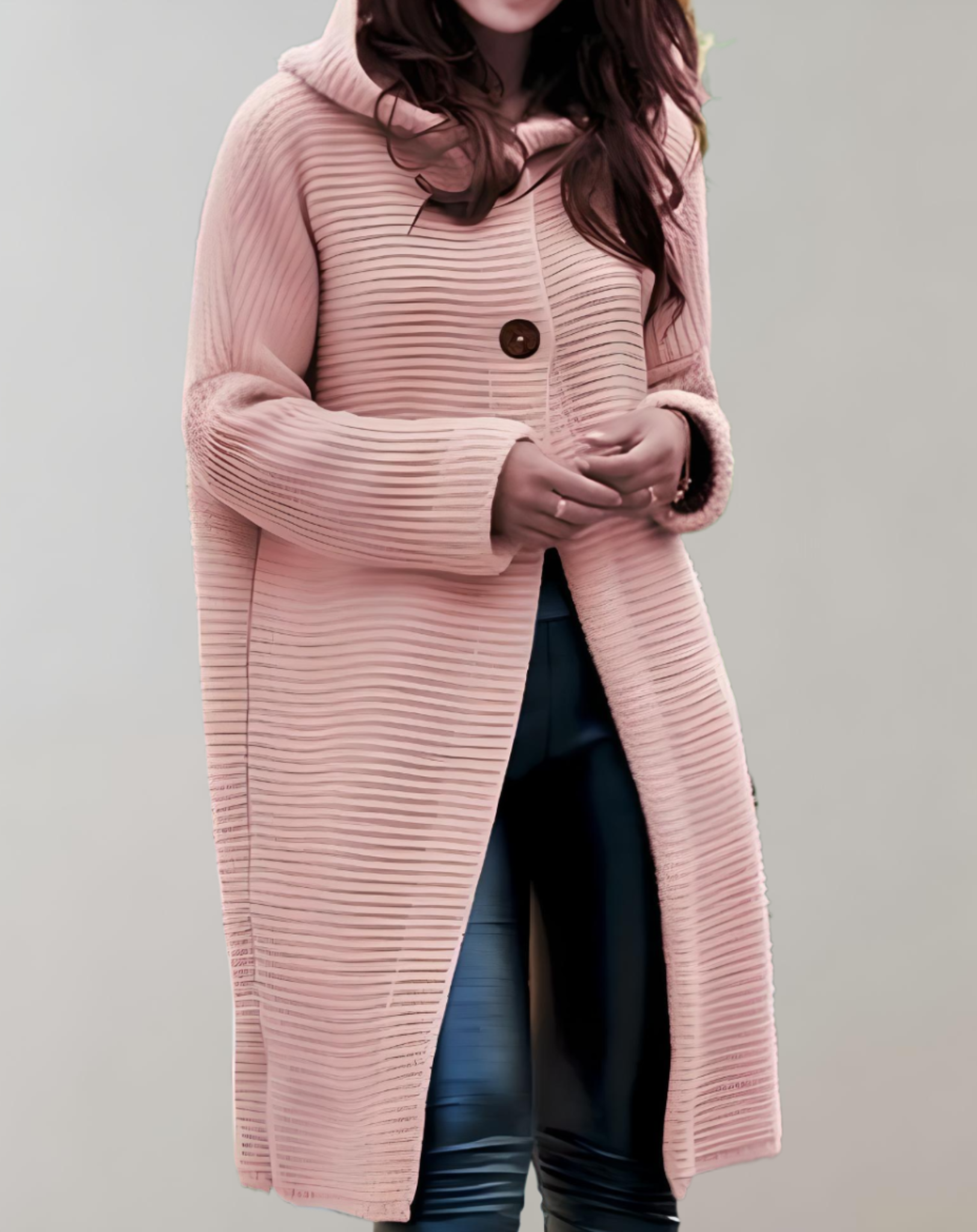 Francine - Lange und übergroße Jacke mit Knöpfen für Damen aus dickem Stoff jacke