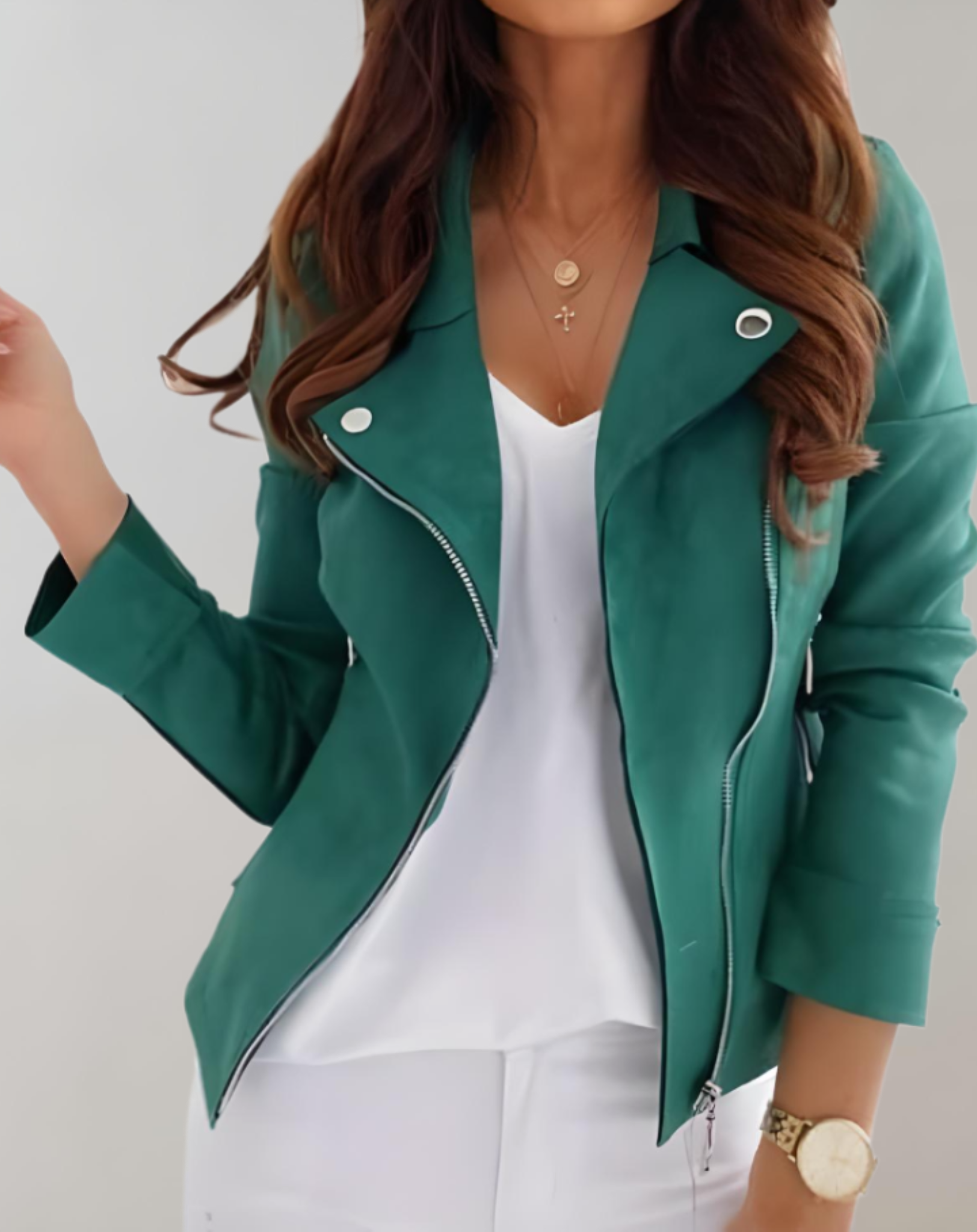 Dianne - Slim Fit Manteljacke mit Reißverschluss für Damen und Knopfdesign jacke