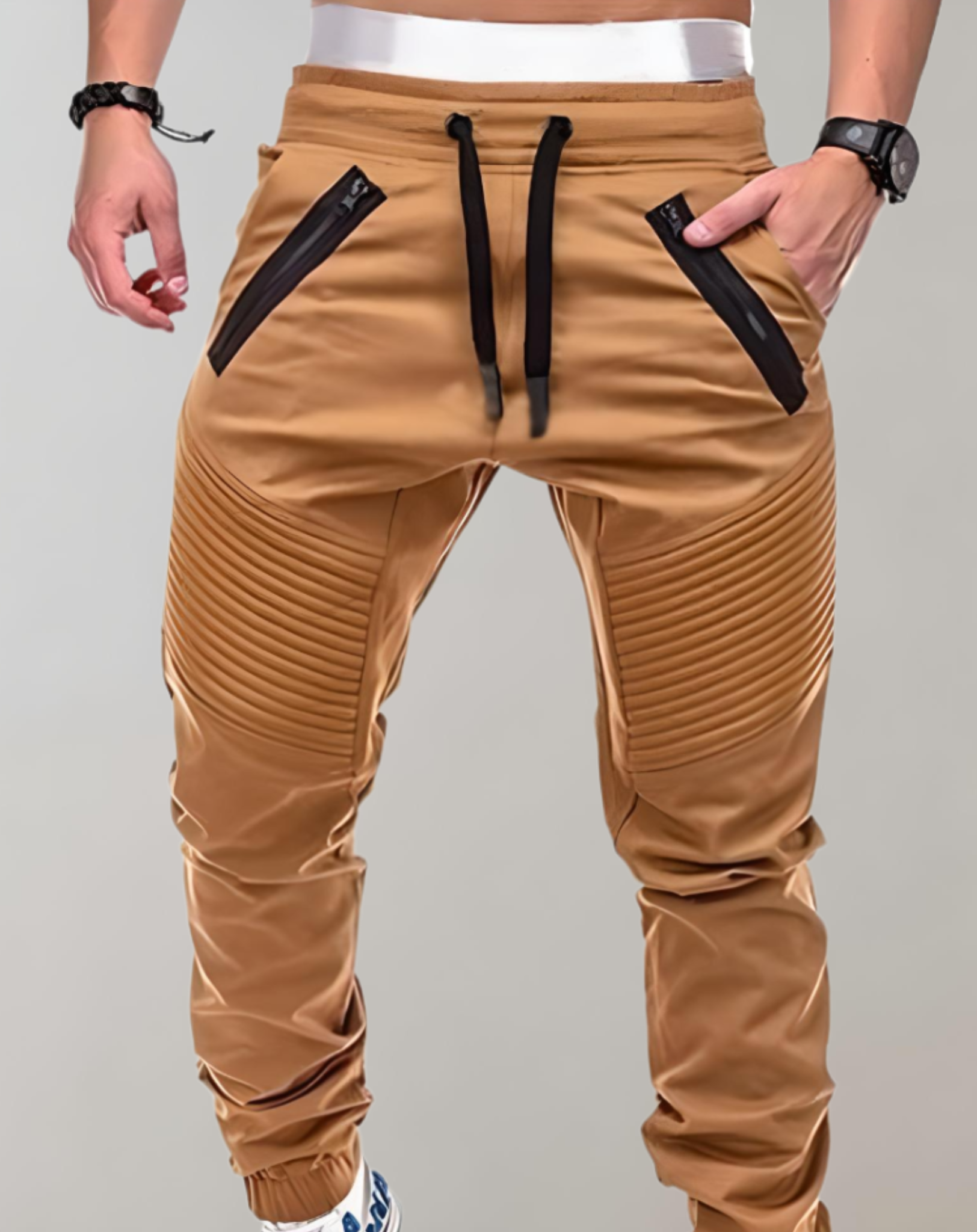 Leo - Taillierte Jogginghose mit hohem Bund für Herren und Reißverschlusstaschen Hose