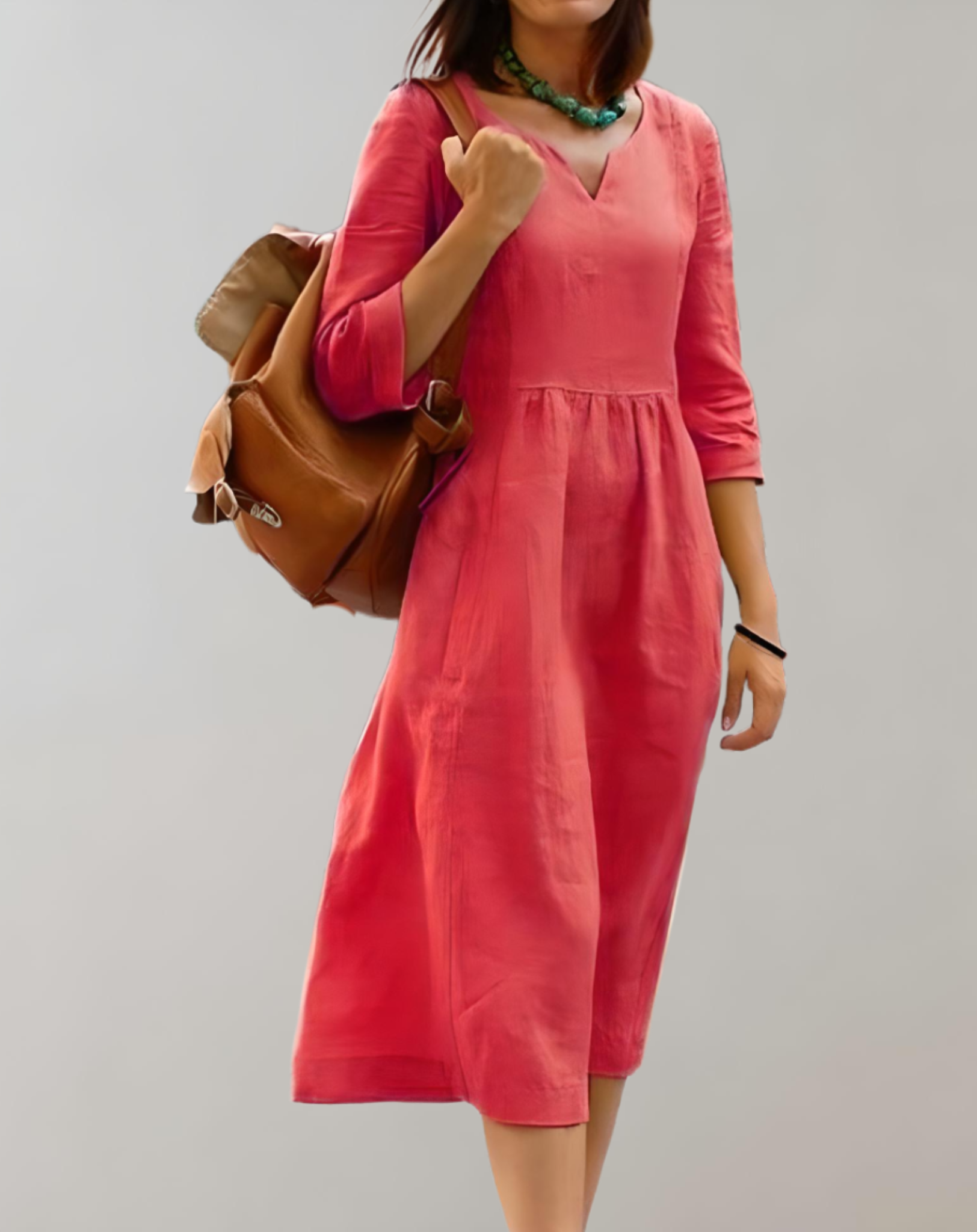 Mandy - Schlichtes Minikleid mit tiefem V Ausschnitt und halblangen Ärmeln Kleid