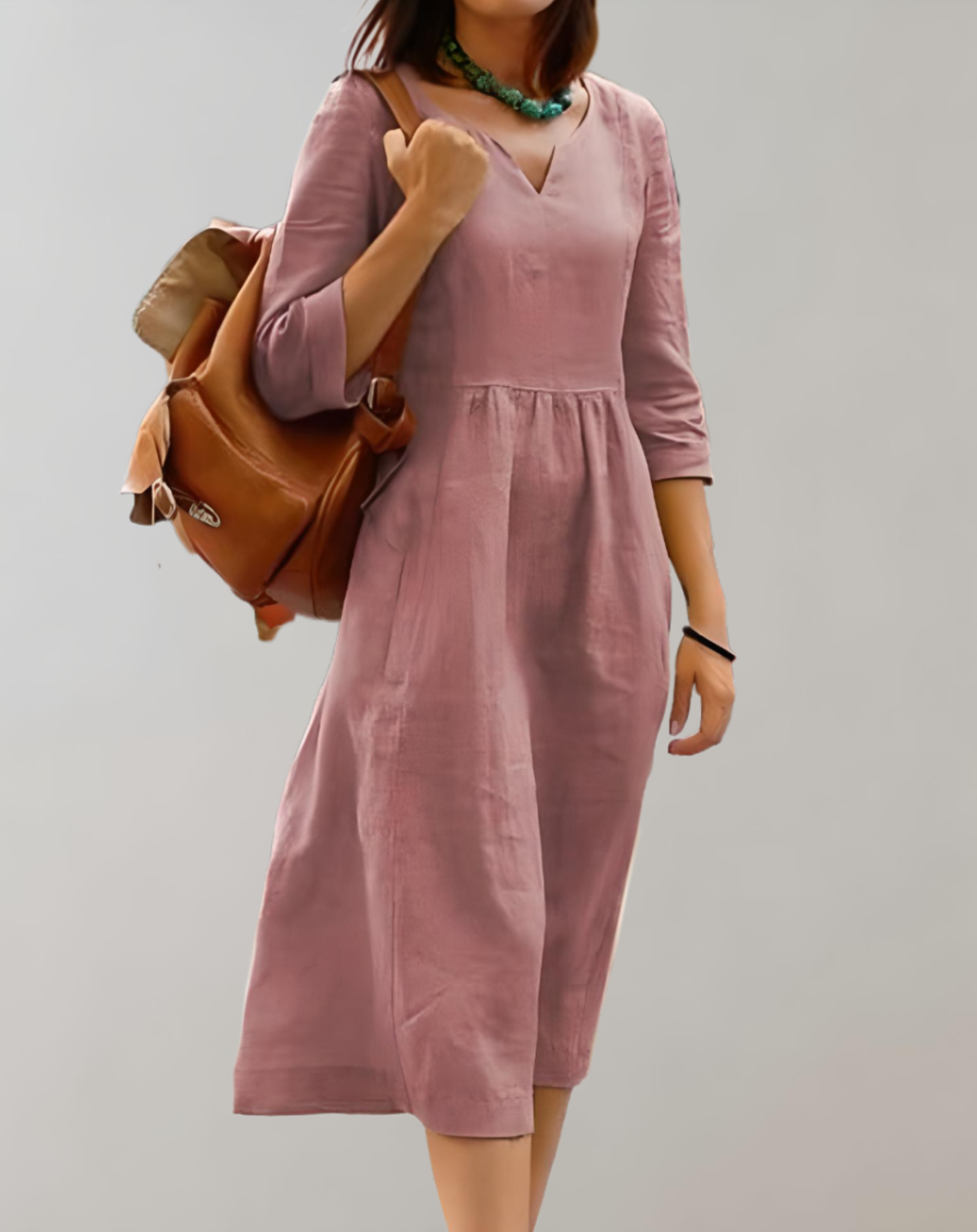 Mandy - Schlichtes Minikleid mit tiefem V Ausschnitt und halblangen Ärmeln Kleid
