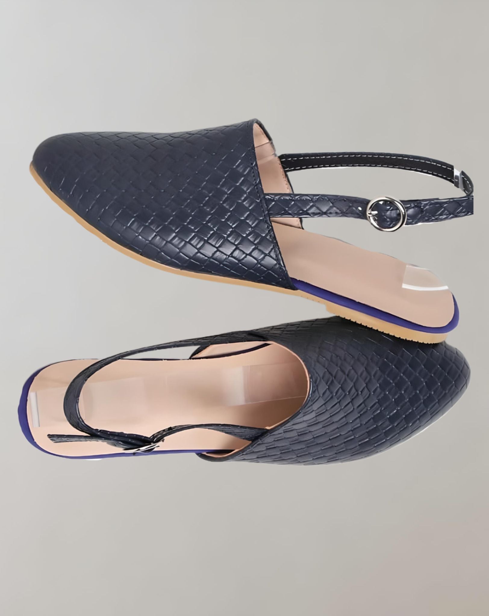 Molly - Flache Halb Loafer mit geflochtener Struktur und spitzem Knöchelriemen Schuhe