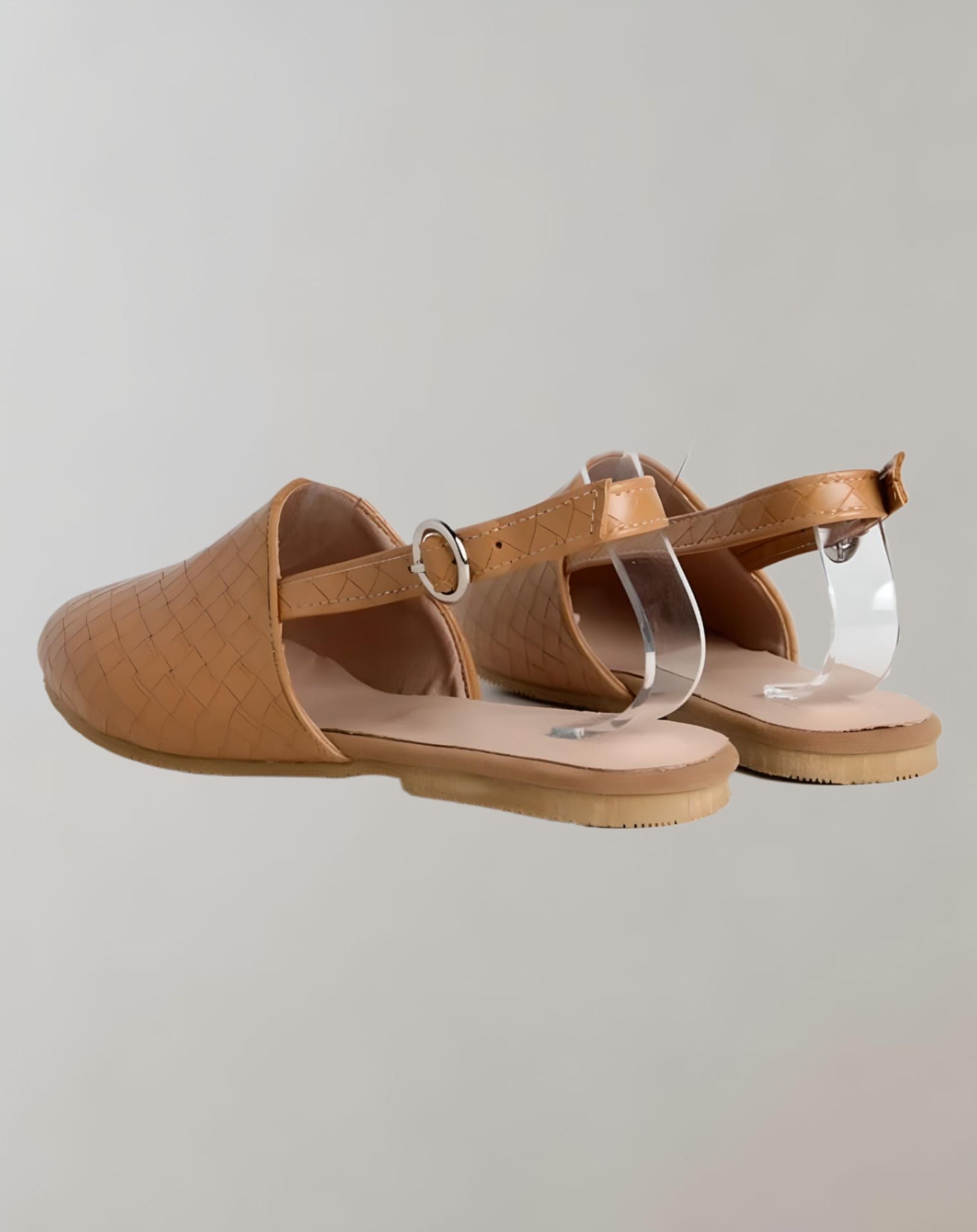 Molly - Flache Halb Loafer mit geflochtener Struktur und spitzem Knöchelriemen Schuhe