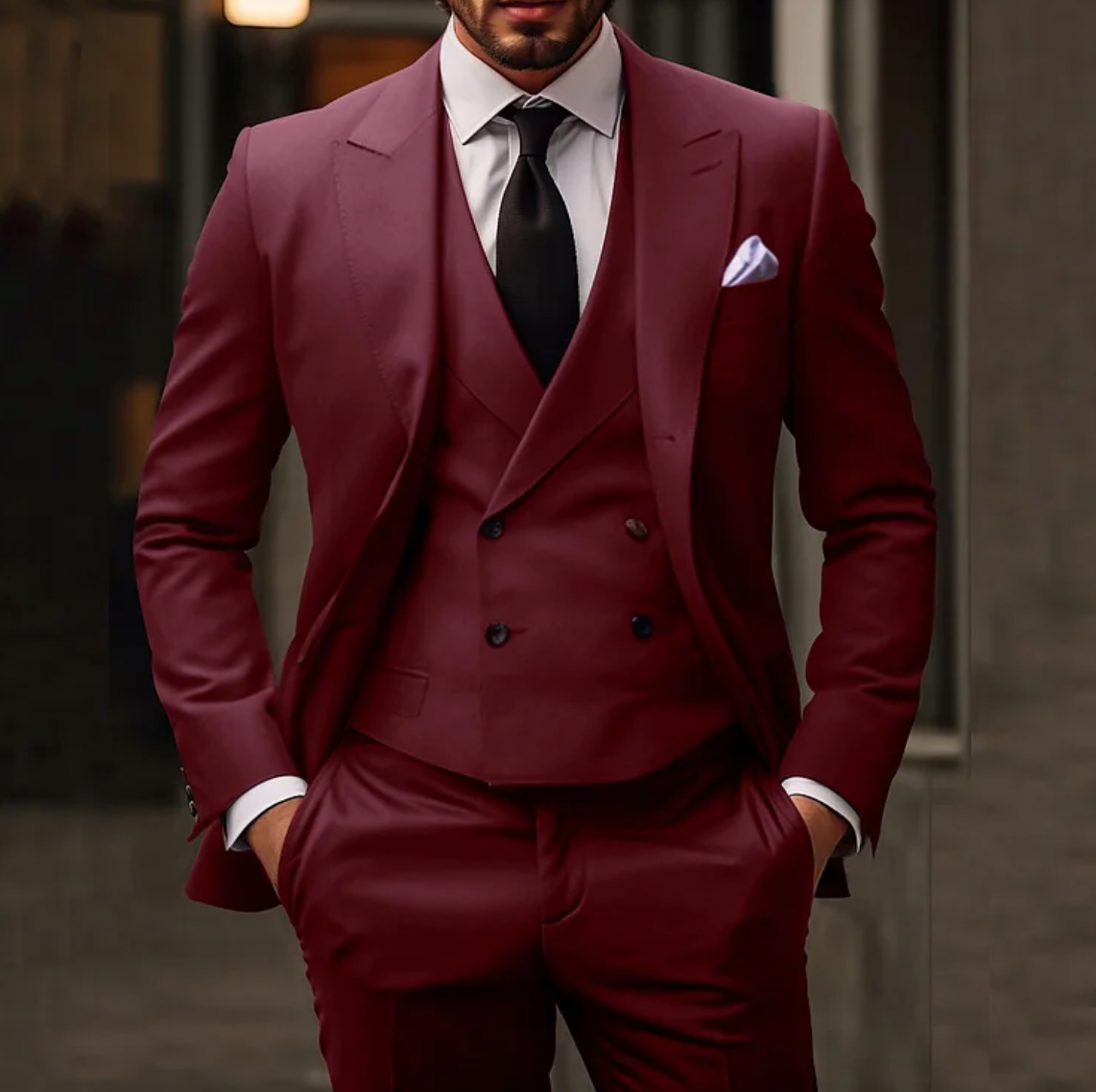 Elegantes Herren 3-teiliges Anzug-Set: Blazer, Weste und Hose für formelle Anlässe