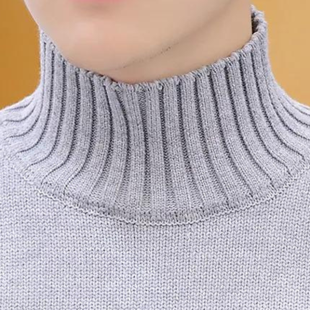 Theron | Trendige Strickjacke mit hohem Kragen und diagonalen Farbakzenten