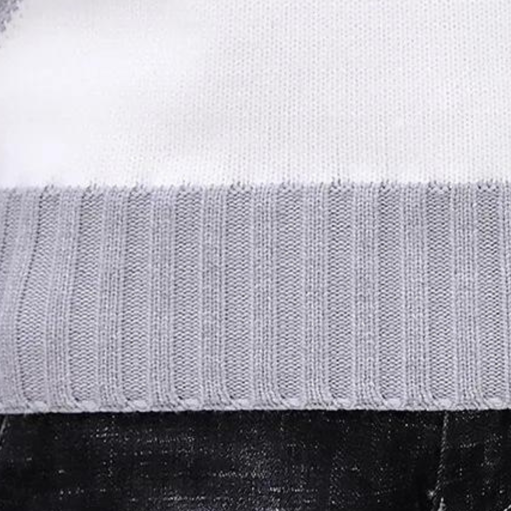 Theron | Trendige Strickjacke mit hohem Kragen und diagonalen Farbakzenten