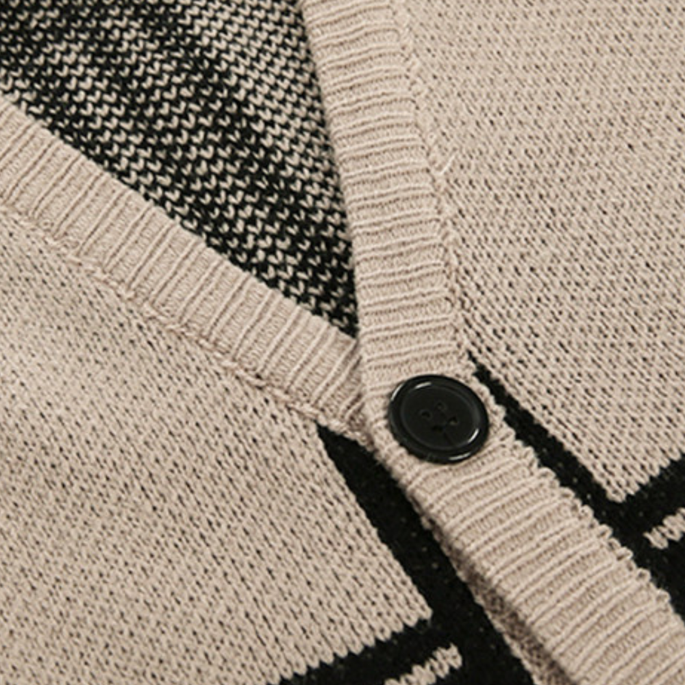 Wylder | Retro-luxuriöses oversized gestricktes Karo-Cardigan