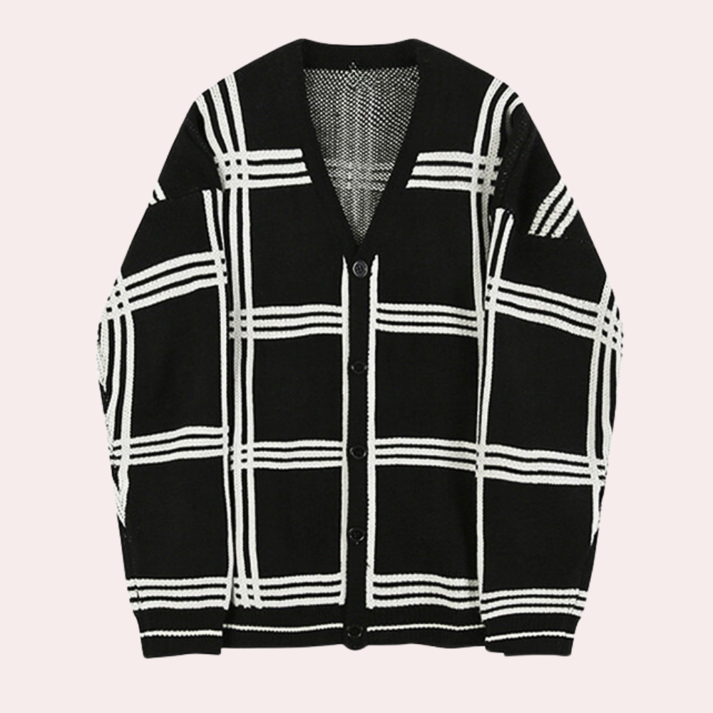 Wylder | Retro-luxuriöses oversized gestricktes Karo-Cardigan
