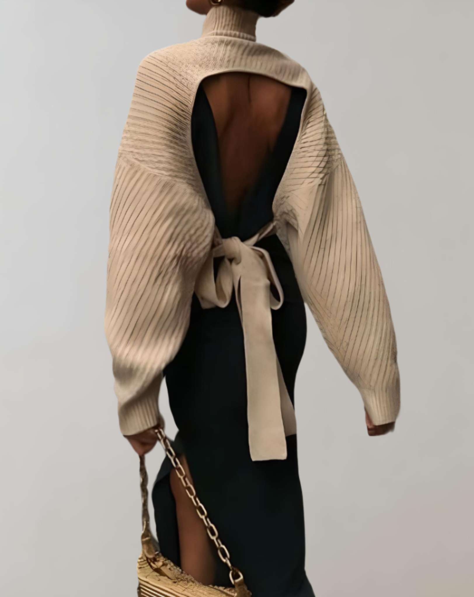 Candice - Lockerer rückenfreier Pullover mit Rundhalsausschnitt und weiten Ärmeln Sweater