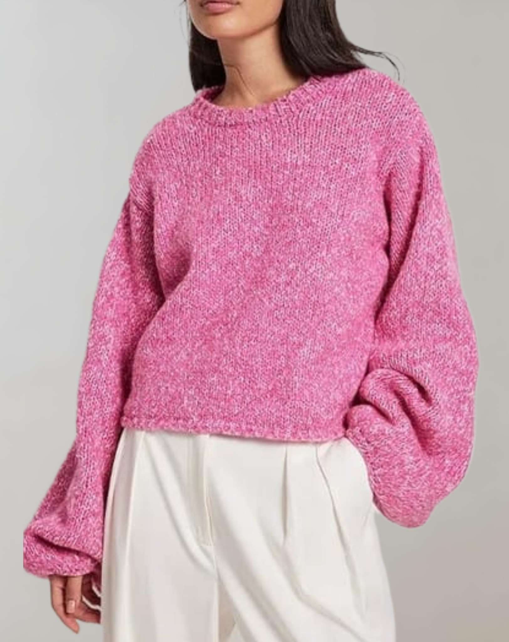 Candice - Lockerer rückenfreier Pullover mit Rundhalsausschnitt und weiten Ärmeln Sweater