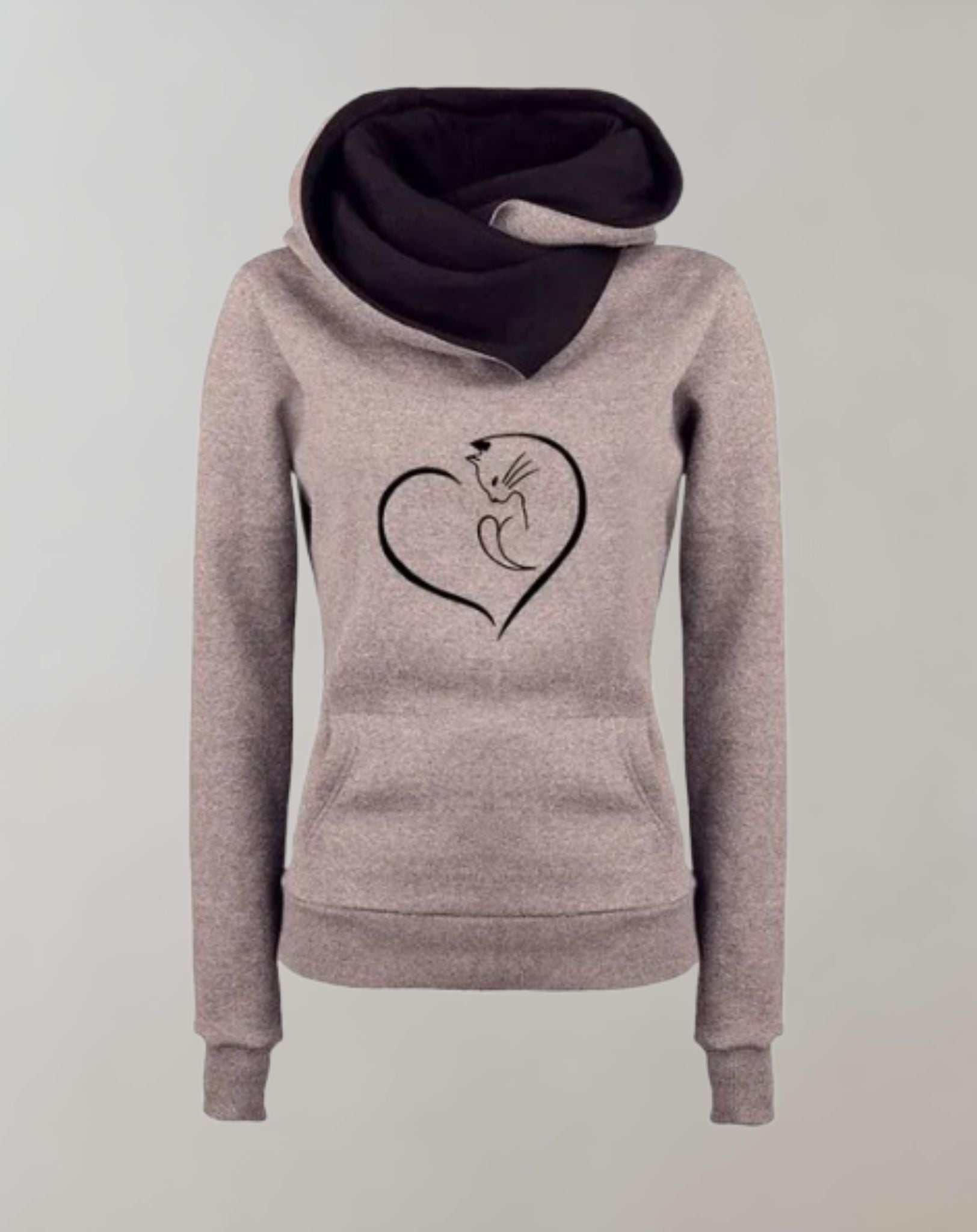Cassie - Schmal geschnittener mit Vordertasche und zufälligem Druckdesign Kapuzenpullover
