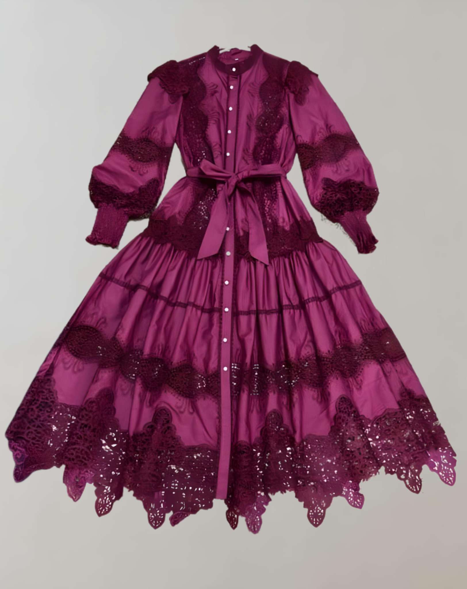 Celestina -  Langärmliges geknöpftes Kleid mit Stickmuster Kleid