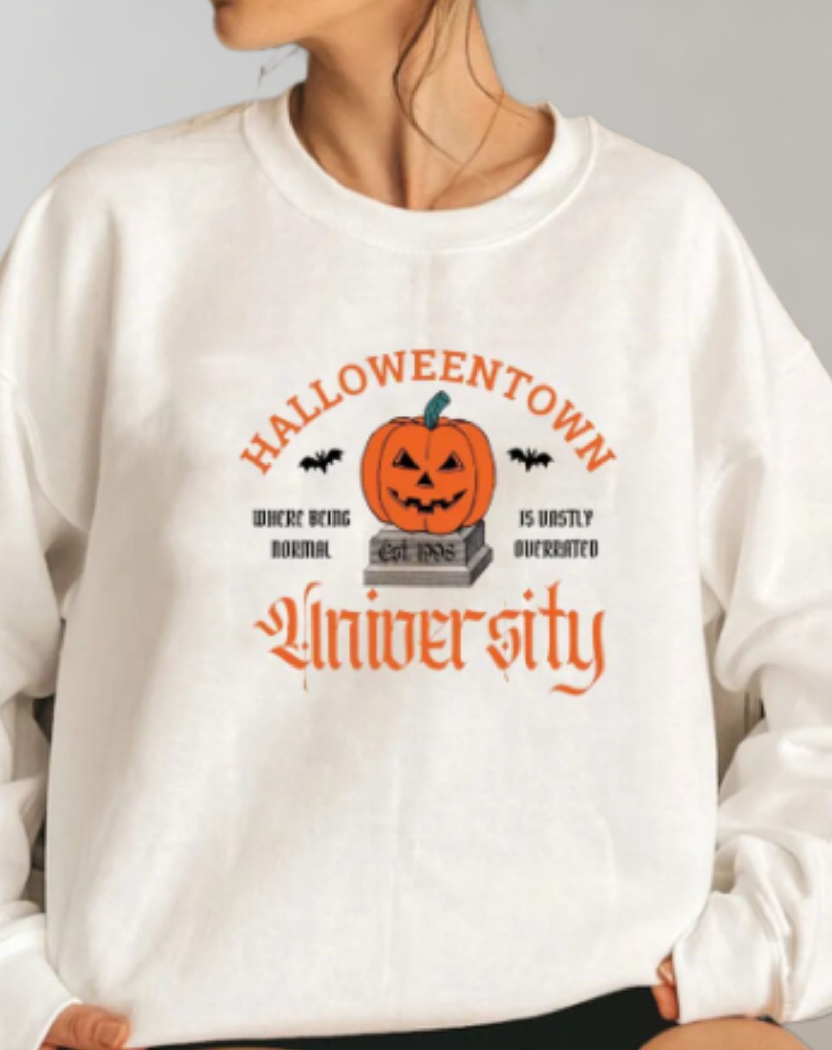 Classy - Übergroßer Pullover mit Rundhalsausschnitt und Halloween Motiv Sweater