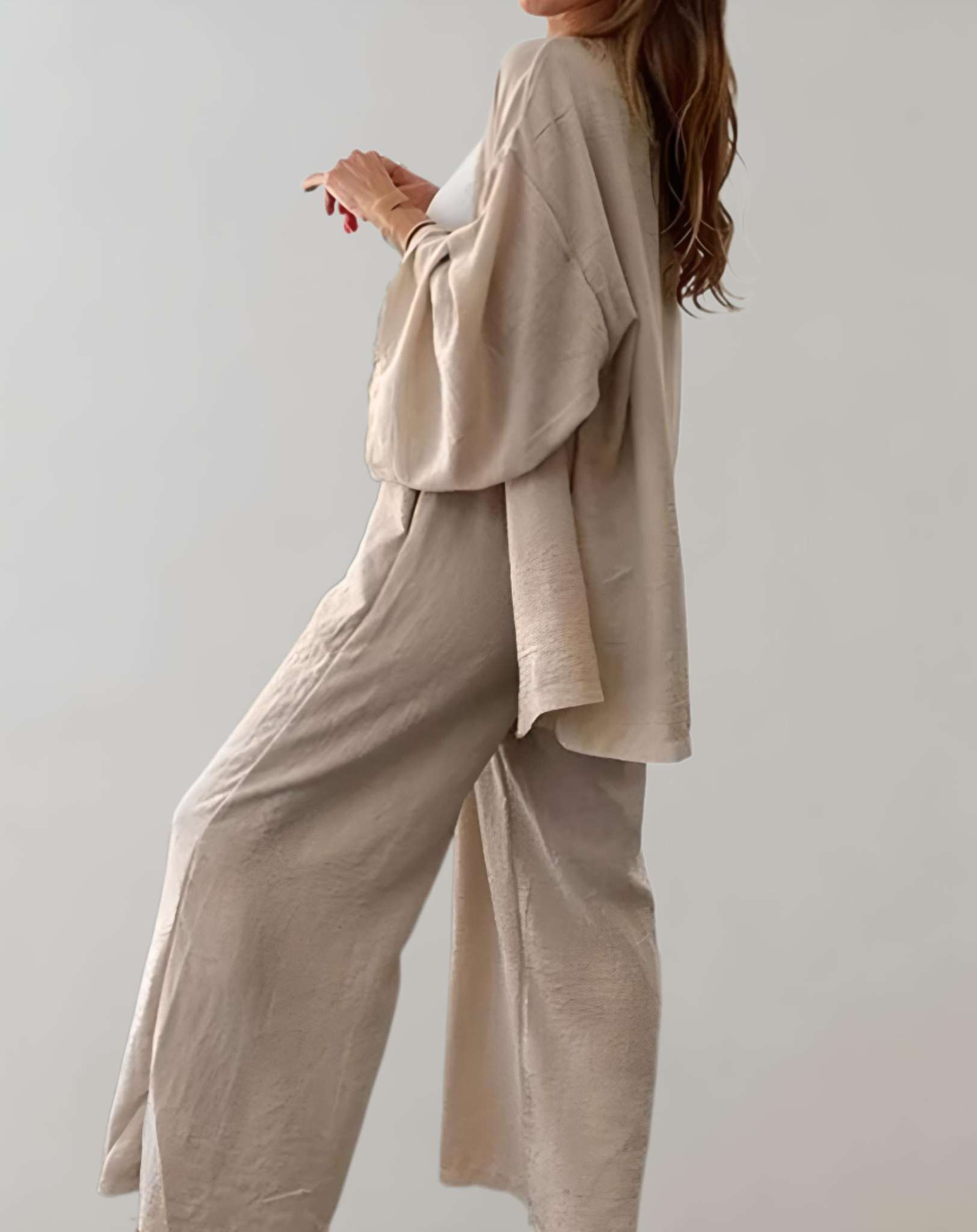 Diamond - 2-teiliges Set mit übergroßem offenem Pullover und Hose mit hoher Taille Kleidung