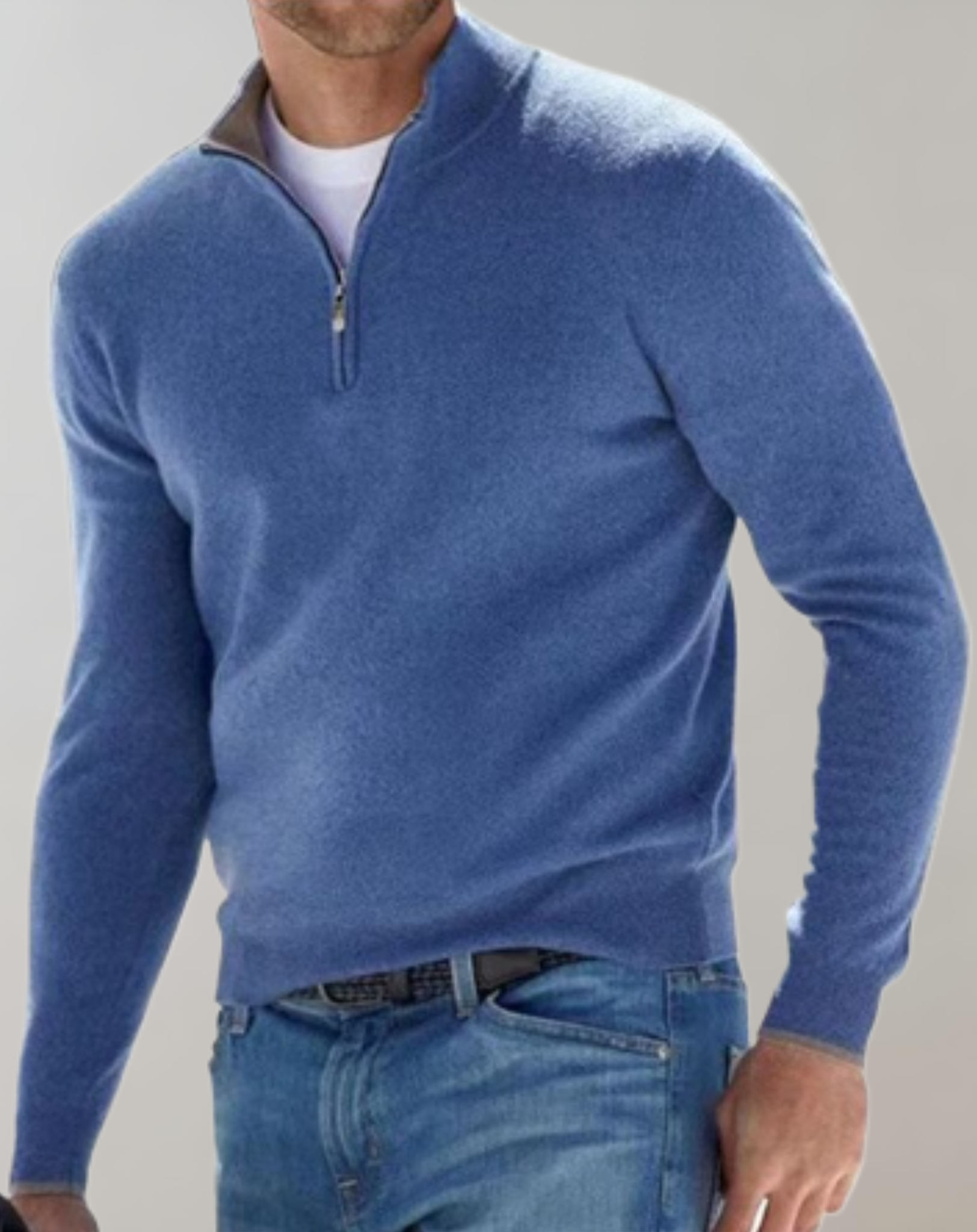 Dwane - Gut sitzender Pullover für Herren mit Mini Reißverschluss Pullover