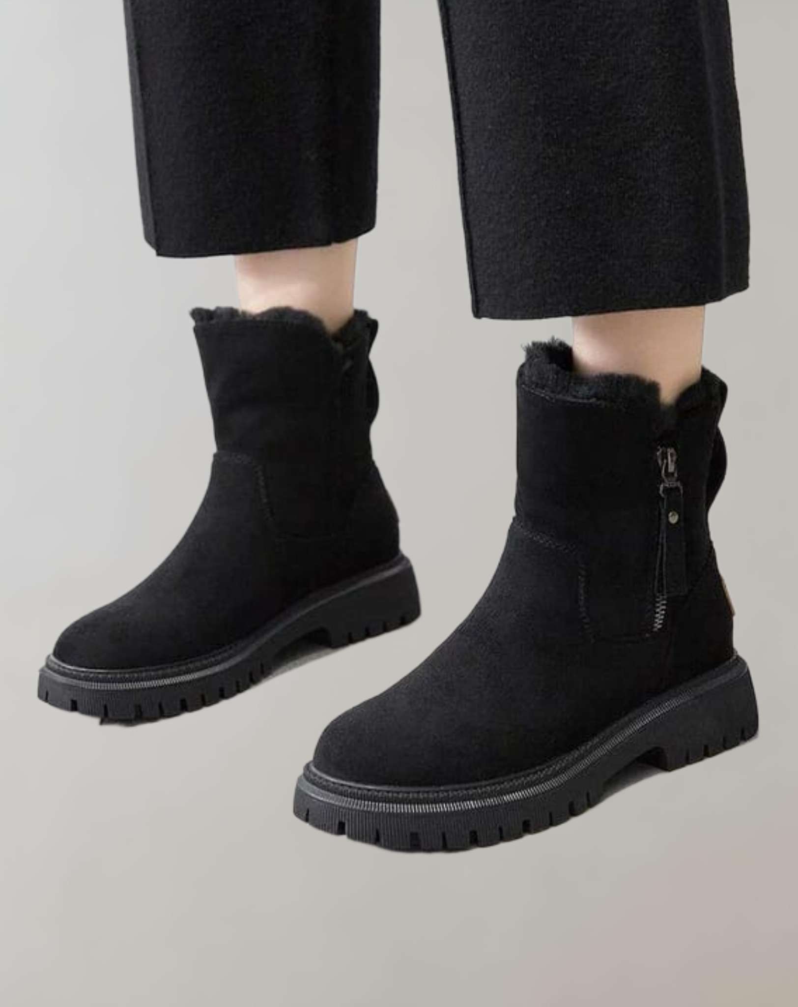 Elena - Hoch geschnittene Winterstiefel aus Wildleder mit seitlichen Reißverschlüssen Schuhe
