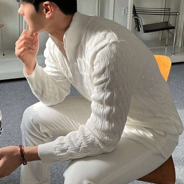 Kabelstrick-Halbreißverschluss Pullover für Stil und Komfort