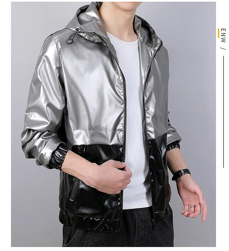 Dario - Glänzender Urban Kapuzen-Bomberjacke