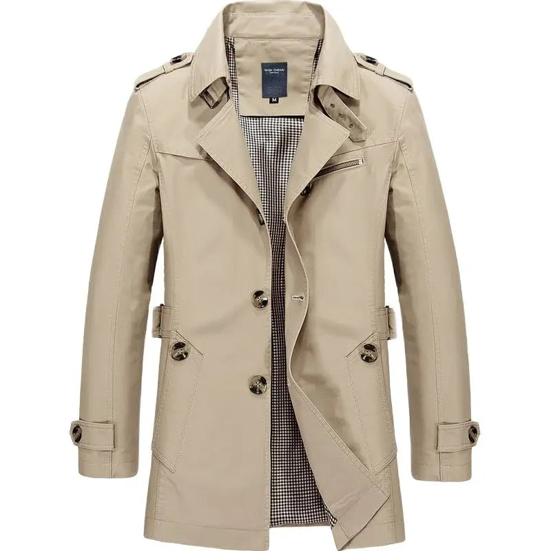 Viggo | Elegante schlanke Herren-Trenchcoat mit Knopfverschluss