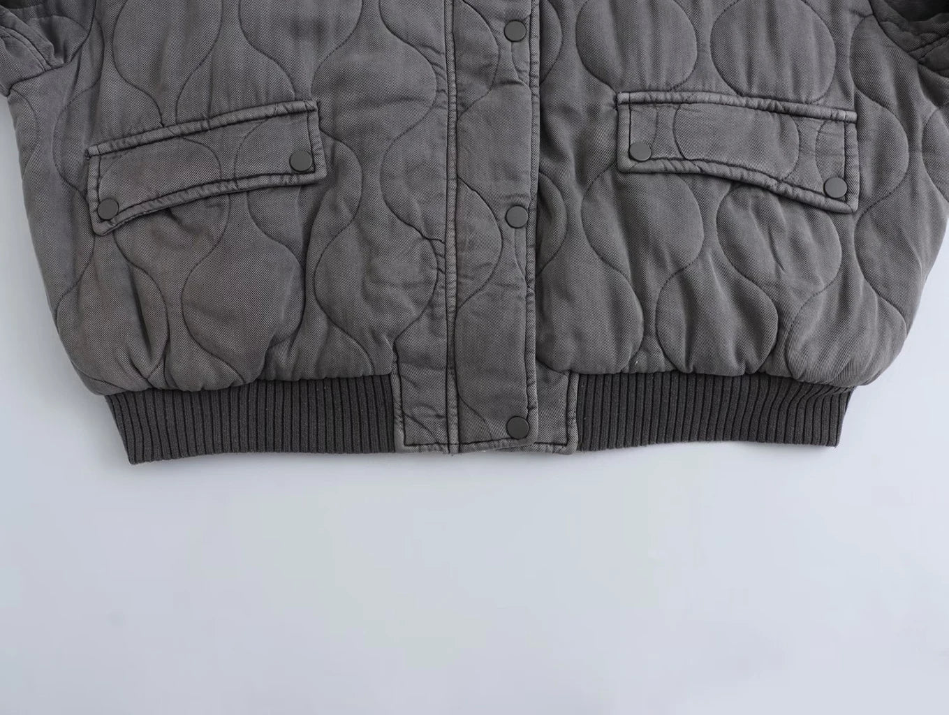 Modische Graue Damen Bomberjacke mit Lockerem Schnitt