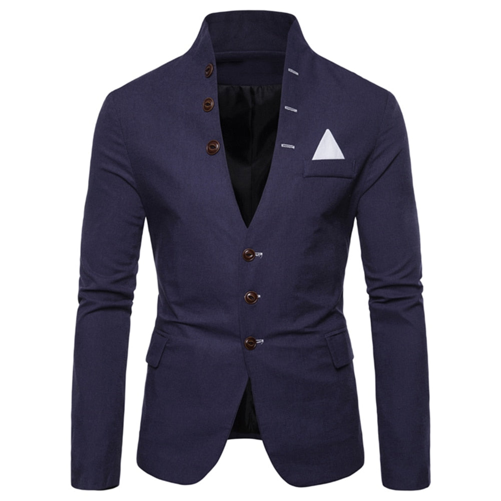 Edler Herren Blazer mit Stehkragen und Knopfleiste – perfekte Passform für Business und Freizeit